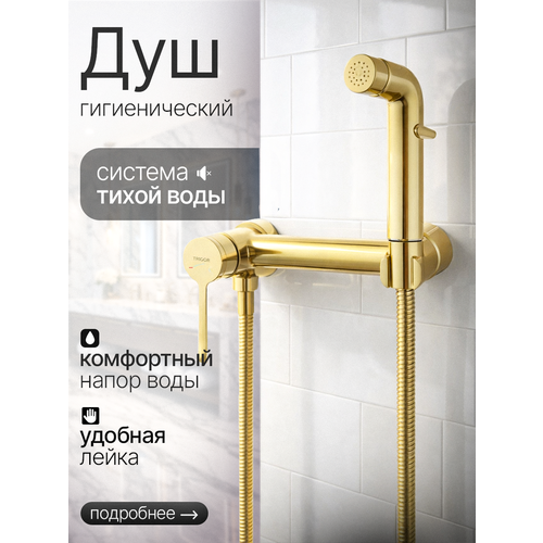 фото Гигиенический душ для унитаза со смесителем trigor v18-tt-253 цвет золото