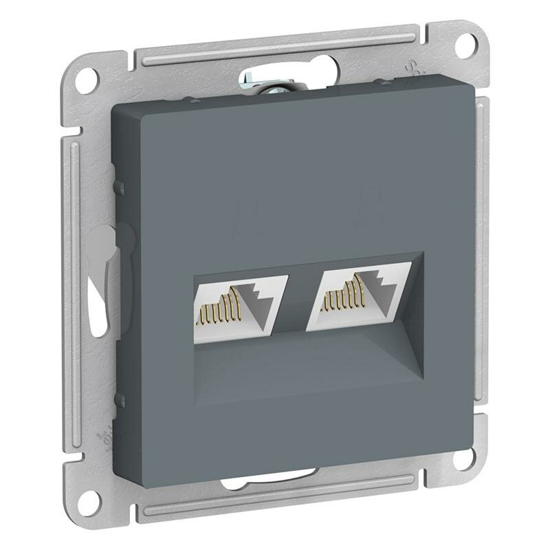 Розетка компьютерная Systeme Electric двухместная, RJ45, категория 5E, механизм грифель