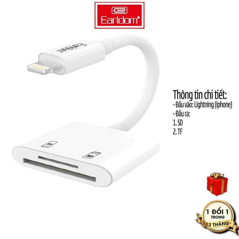 Картридер Earldom Lightning для iPhone и iPad, адаптер для карт памяти SD и TF