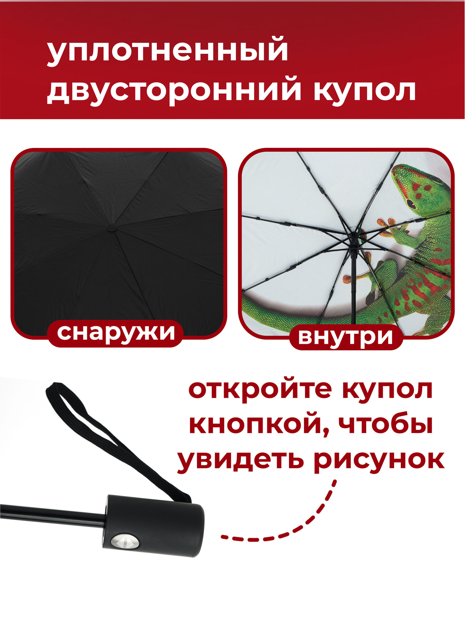 Мини-зонт RAINDROPS, черный, белый — фото 1