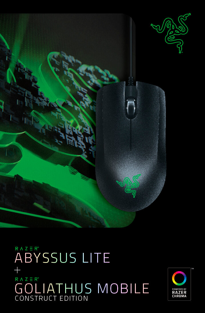 Игровая проводная мышь Razer Abyssus Lite + коврик Goliathus Mobile Construct Edition, комплект — фото 1