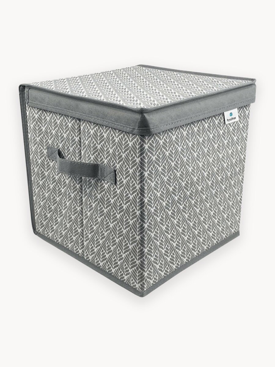 Коробка с крышкой, ящик, кофр, корзина для хранения вещей "Листья" 30х30х30 см