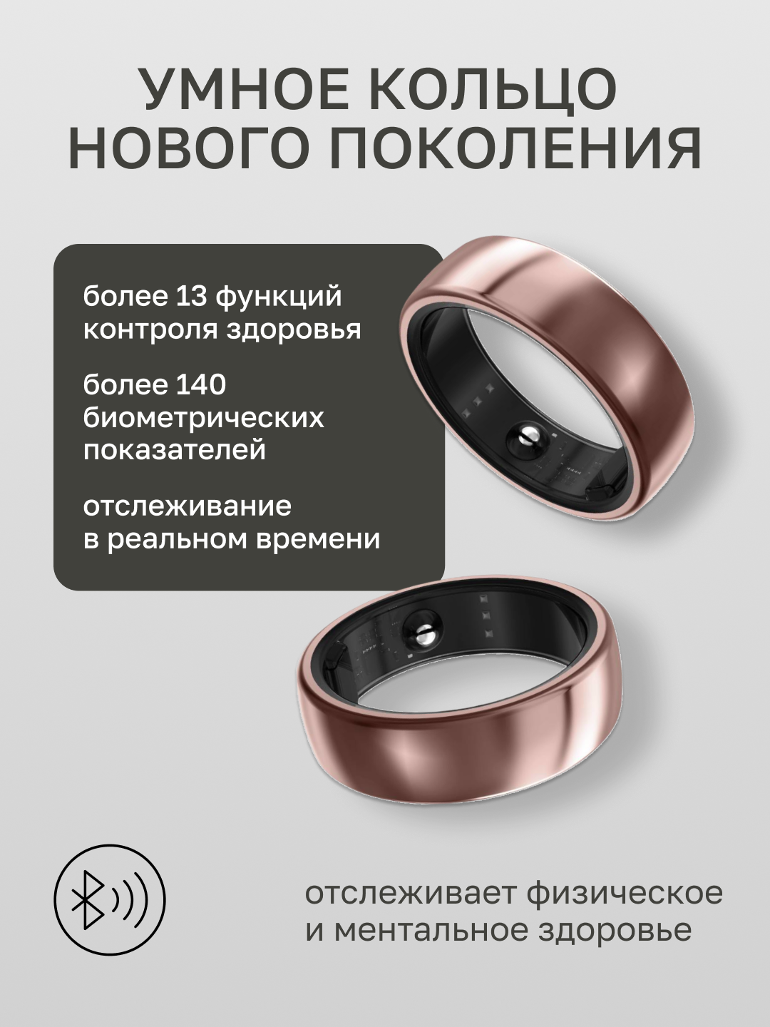Смарт-кольцо R! tmo, мониторинг ЭКГ, сна