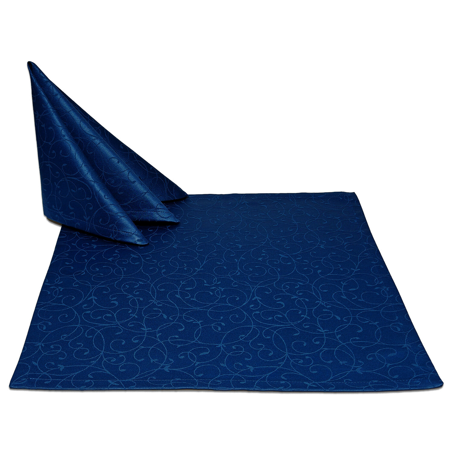 Набор салфеток 40x40 см. 4 шт. цвет синий узор 1812 тонкий завиток