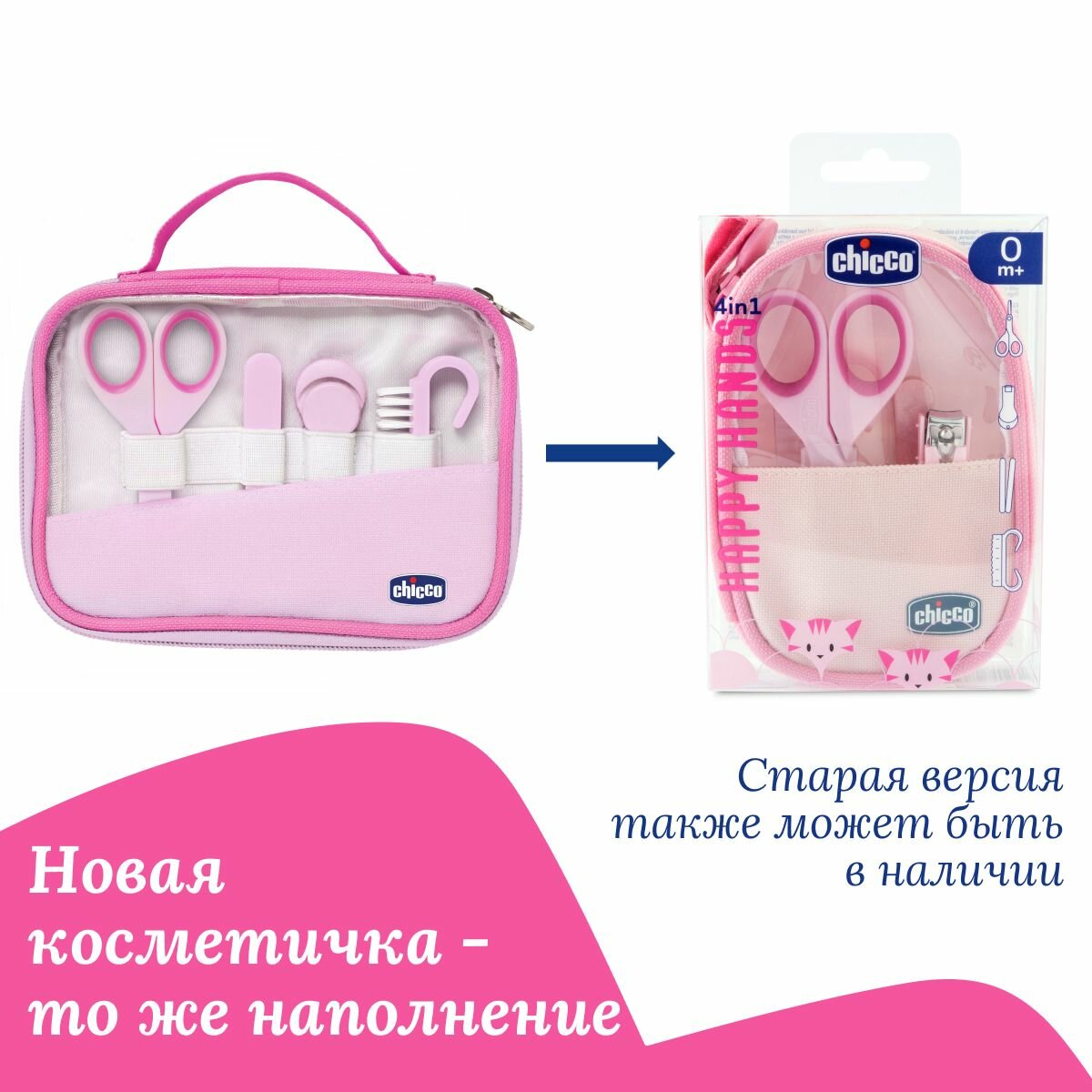 Картинки Маникюрный набор для новорожденных девочек Chicco Happy Hands, розовый