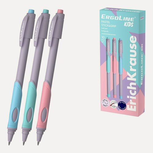 Изображение товара Шариковая ручка синяя, ErgoLine Kids Pastel, Erich Krause, в ассортименте