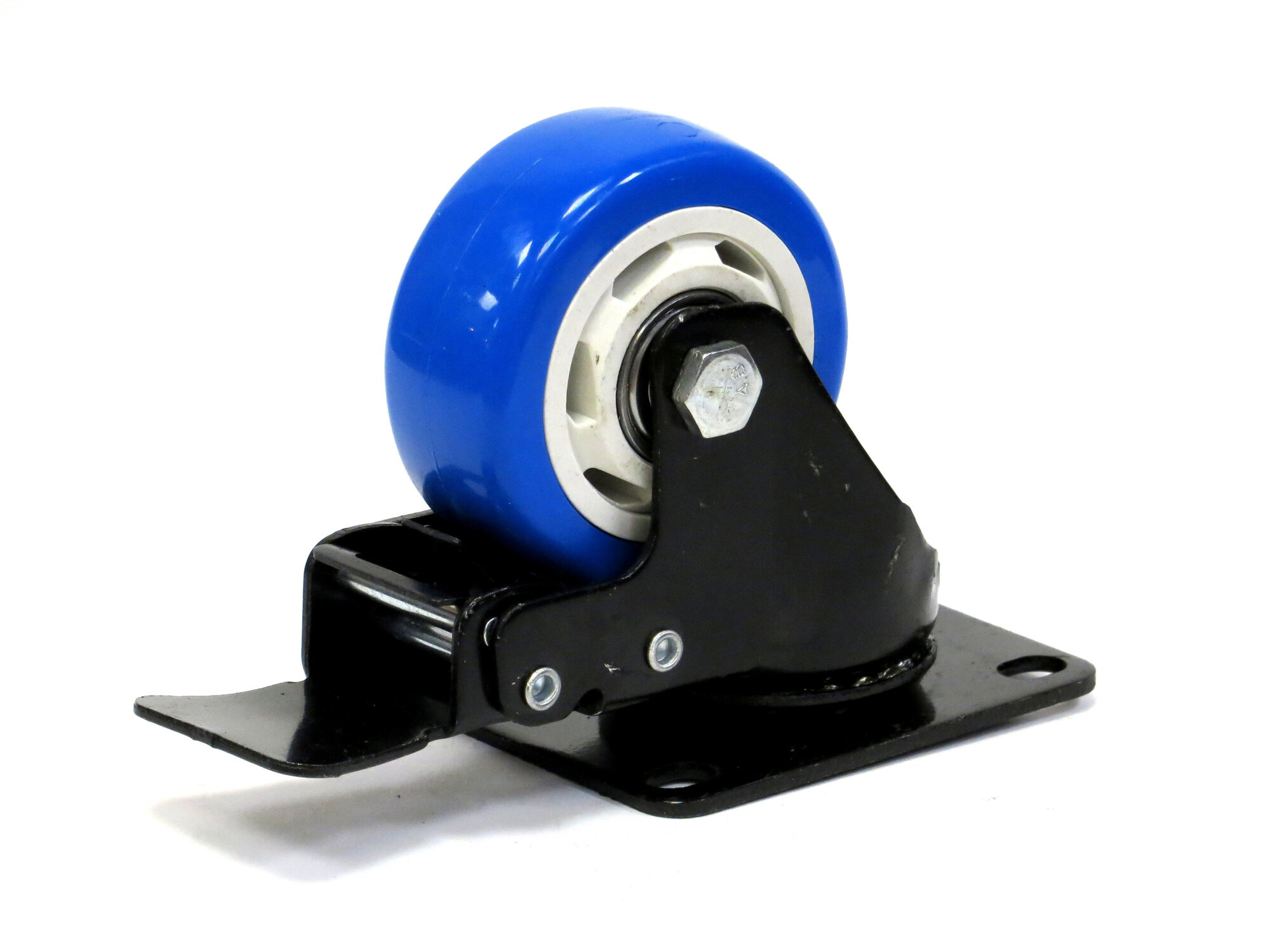 Колесо поворотное HC-3302-PUR-075-F-BL (г/п 100кг Ф 75мм) крепление платформа с тормозом