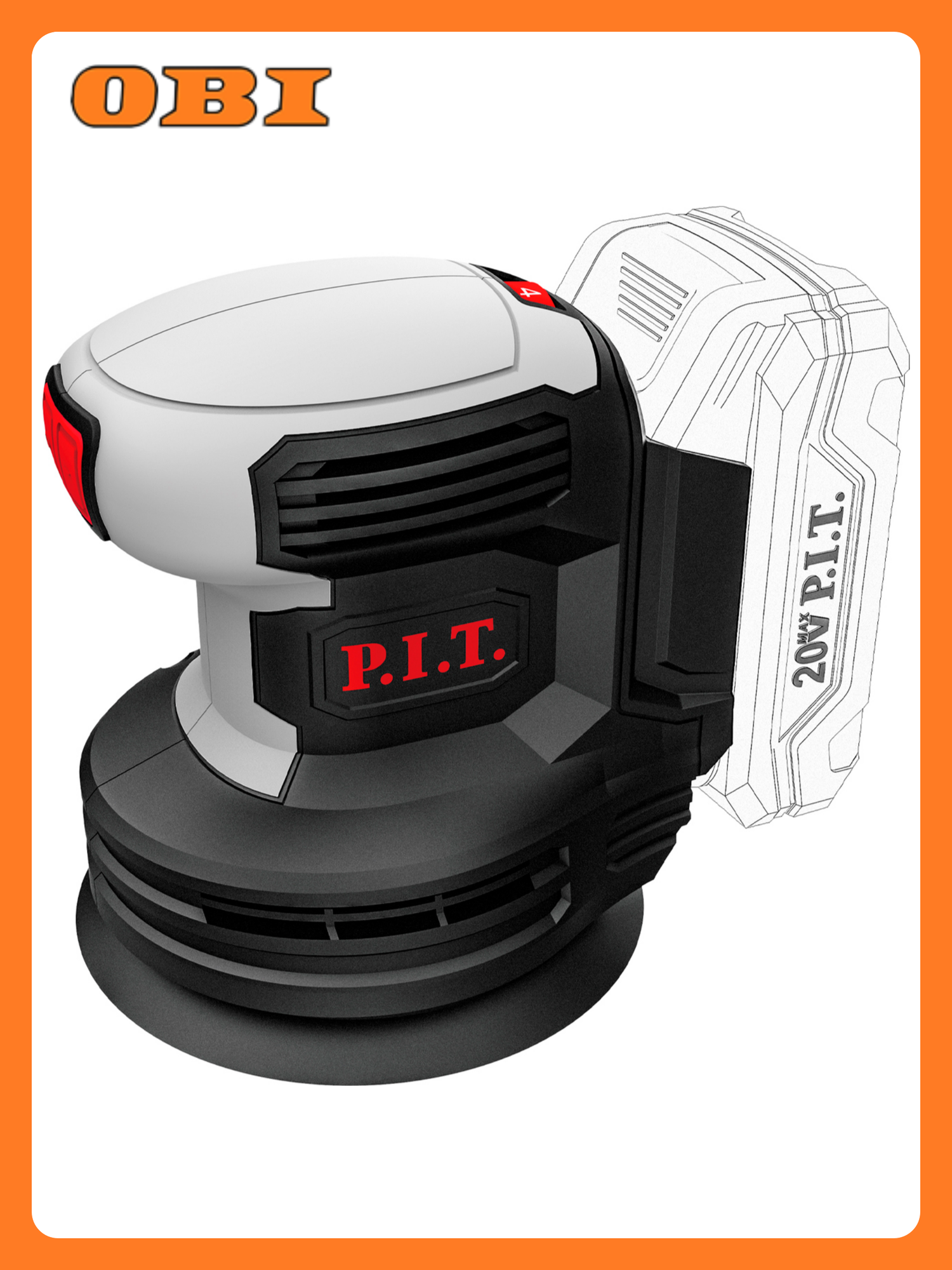 Шлифмашина орбитальная аккумуляторная P.I.T. PDS20H-125A SOLO 20В 125мм