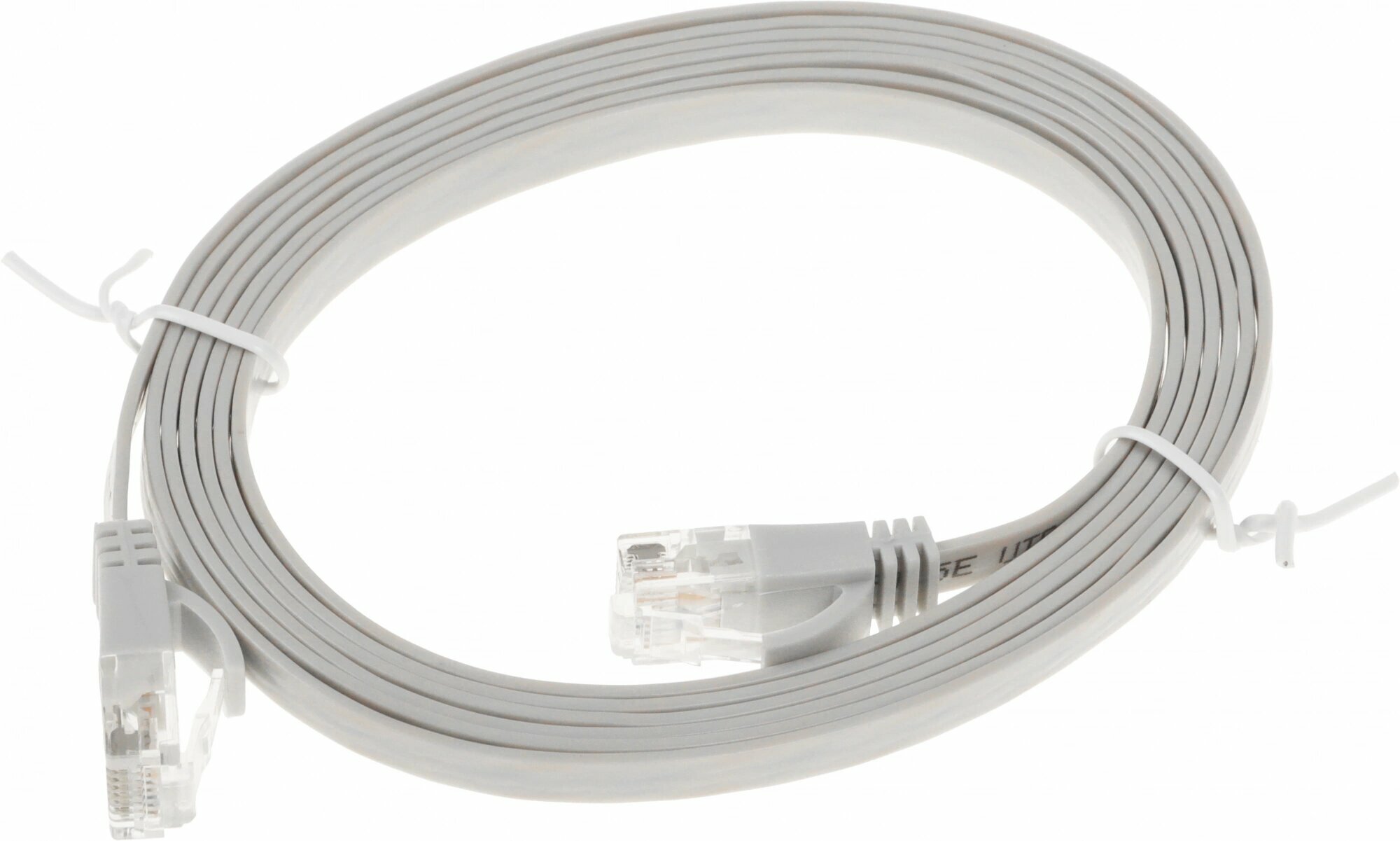 Патч-корд Buro BU-5E-FLAT-2M-G 1Гбит/с UTP 4 пары cat.5E Cu molded 2м серый RJ-45 (m)-RJ-45 (m)
