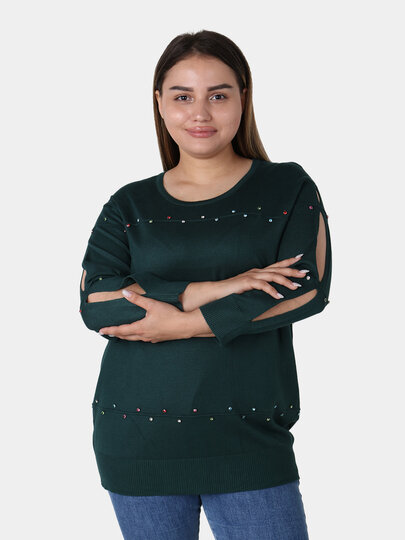 Свитер , размер OneSize, темно-зеленый — фото 1