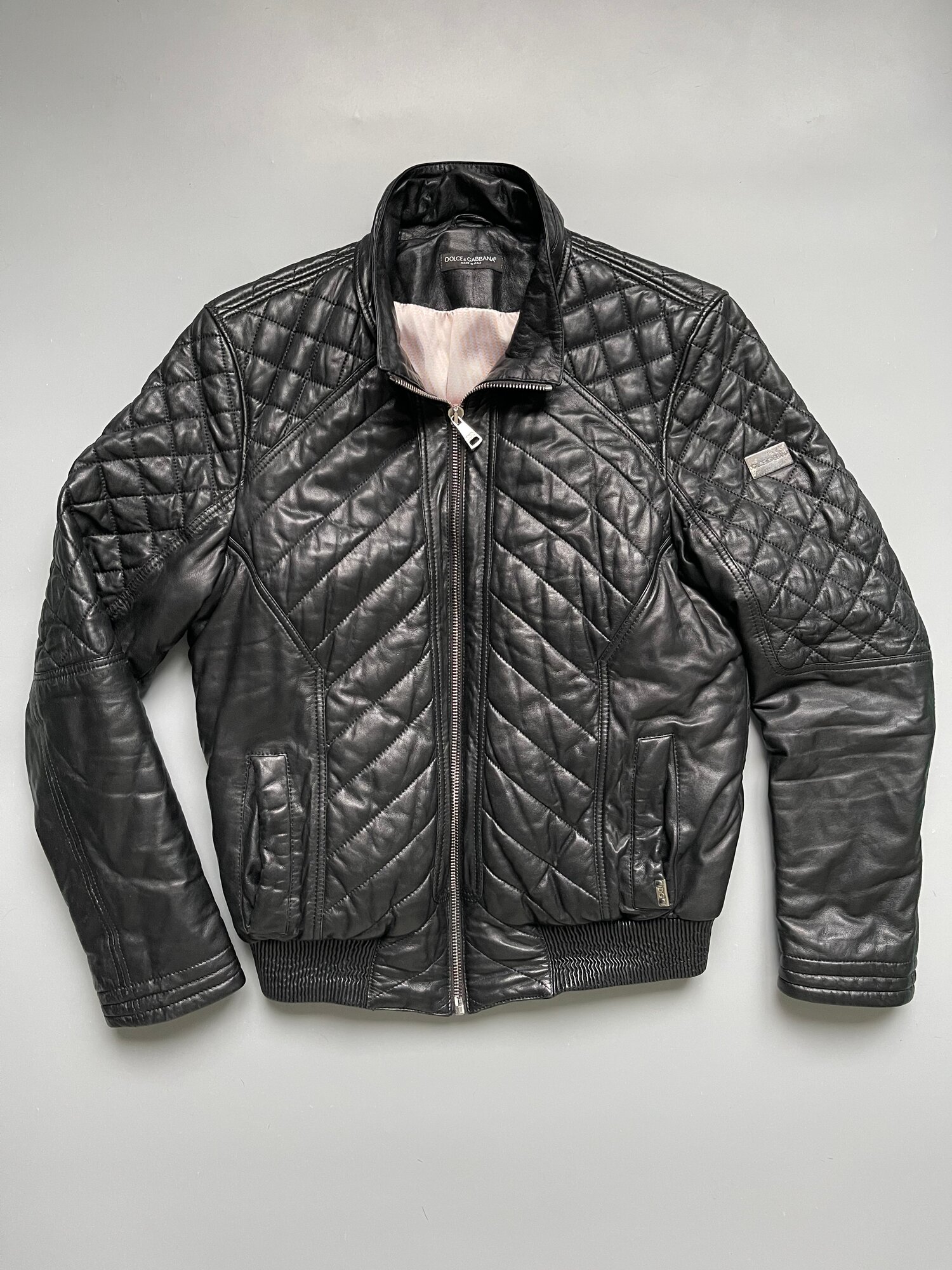 Куртка мужская тм DOLCE&GABBANA (Оригинал) натуральная кожа цв.черный р.46-48 /12621/
