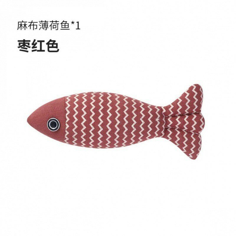 Игрушка-рыба из байки с котячьим мятой - Красная, 22x9 см, 30 г, игрушка для кошек