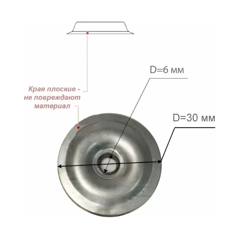 Термошайба Конструкция Нова цинк, D30, 100 шт. 2947539, для крепления сотового поликарбоната несущим направляющим служит — фото 1