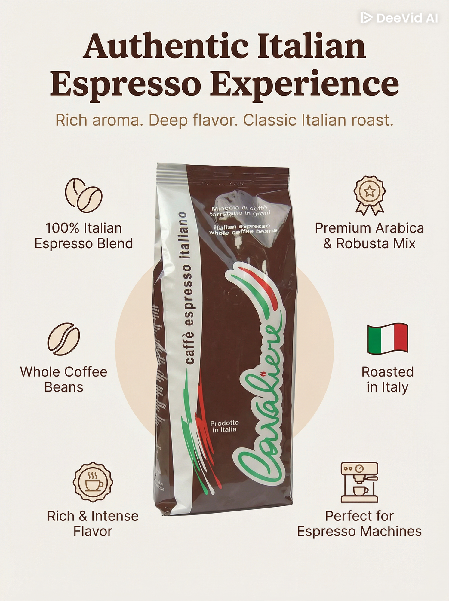 Кофе в зернах Molinere Caffè Espresso Italiano, жареный, 1 кг