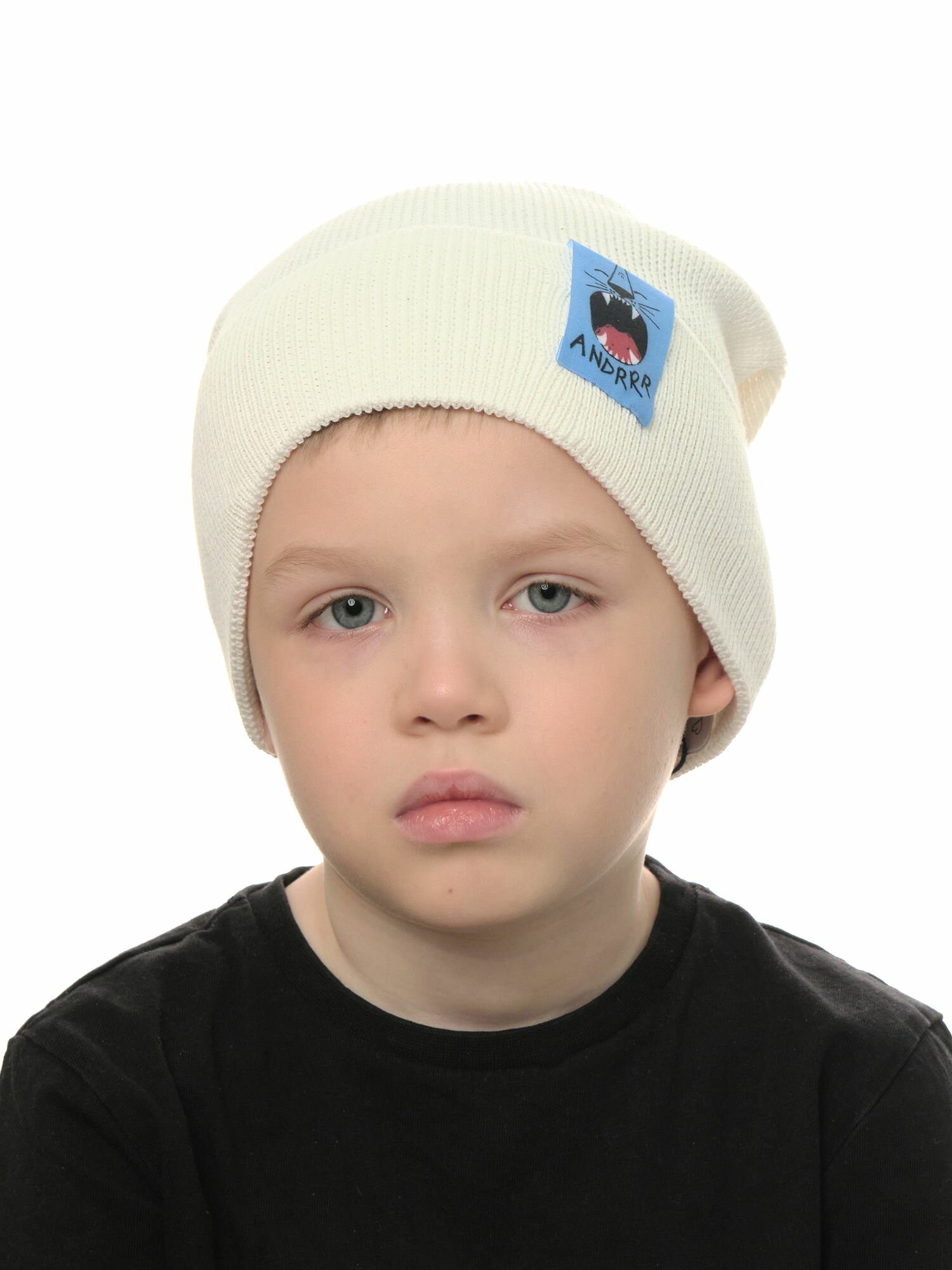 Шапка-бини Андерсен Весна-лето 2024 для мальчиков, размер 50-52, экрю — фото 1