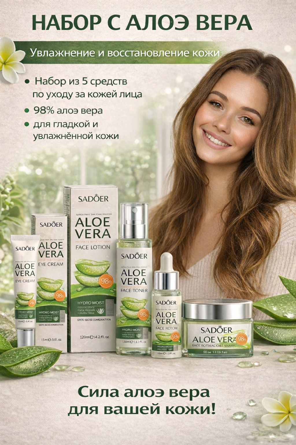 Aloe Vera Набор Красоты 5-этапный идеальный уход для вашей кожи