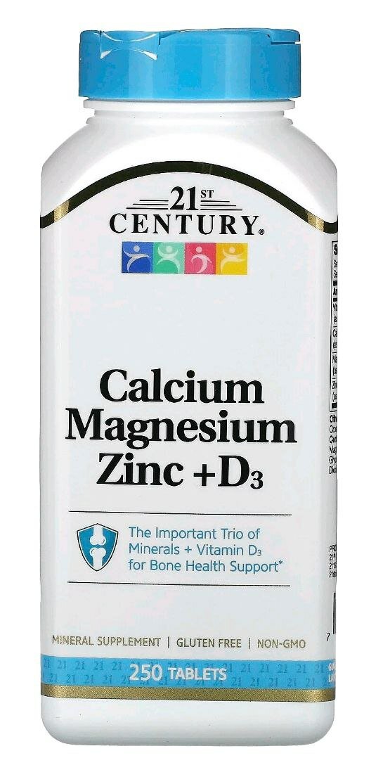 Кальций, магний, цинк, с витамин D3 250 таблеток, Америка,