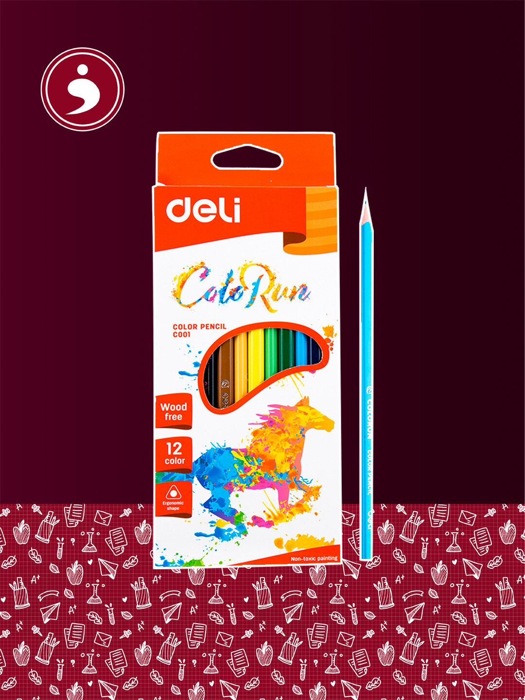 Карандаши цветные повышенной прочности Deli (12 цвCOTORUN C00100)