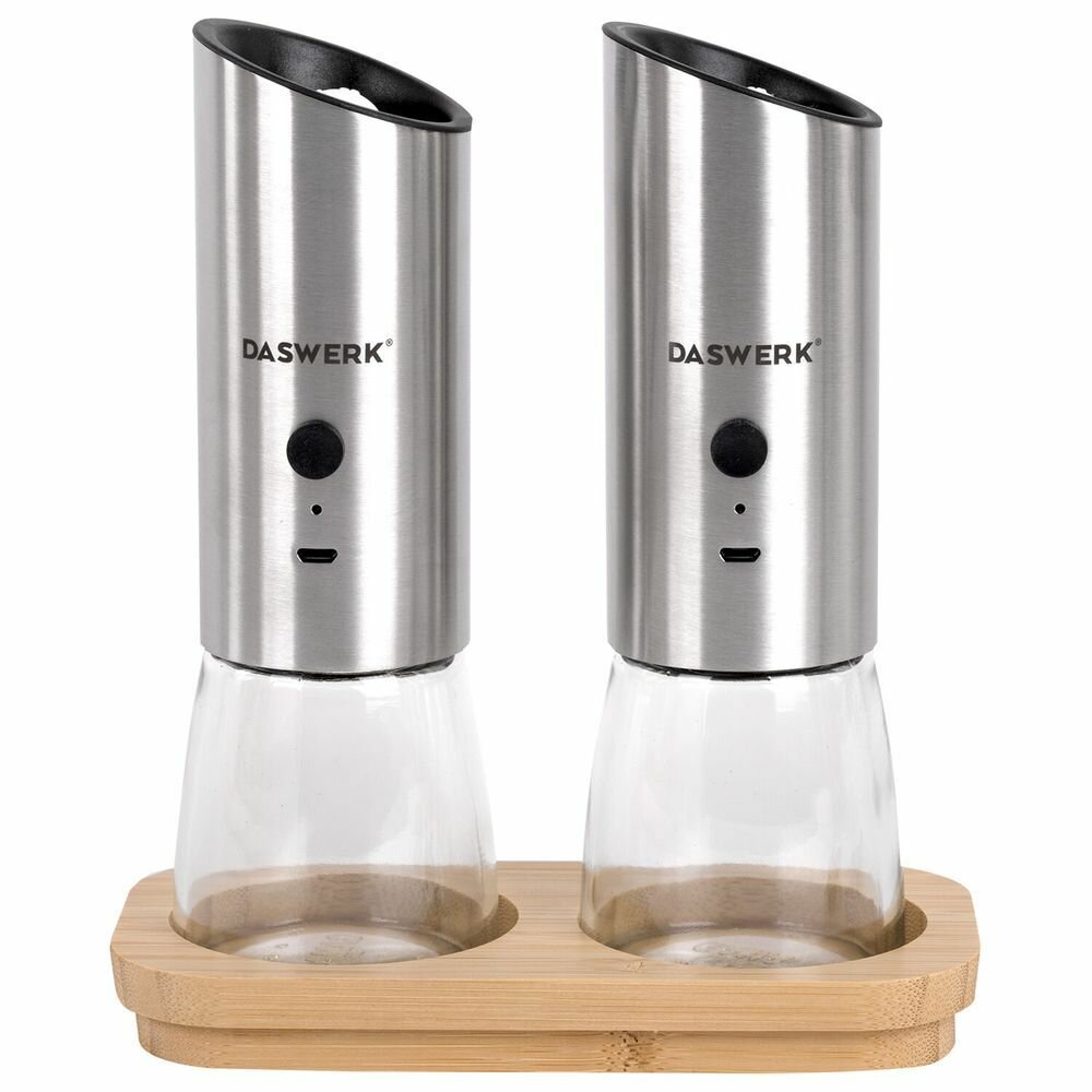 Набор гравитационных мельниц для соли и специй, электрические, 2 шт, USB, PM-8, DASWERK