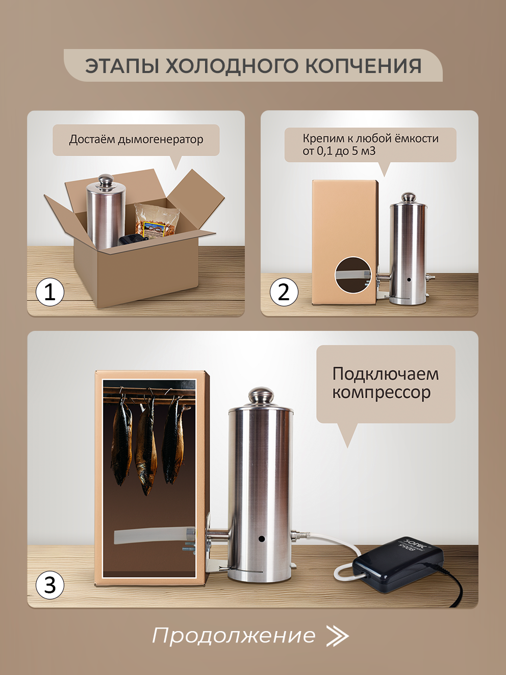 Дымогенератор Коптильщик для холодного копчения переносной 9 л/мин — фото 1