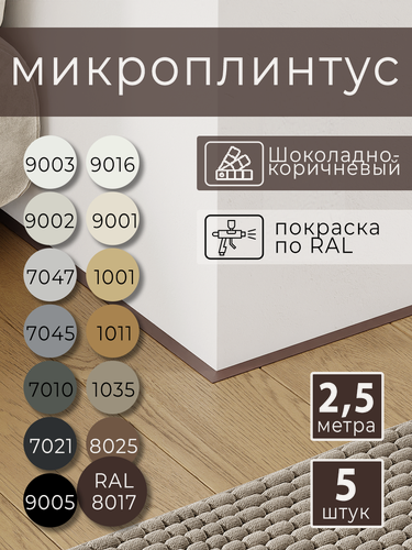 Изображение товара Микроплинтус с пружинами Шоколадно-коричневый RAL 8017 (2,5 метра)