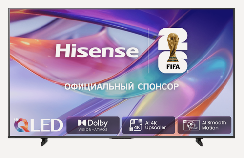 Изображение товара 75" Телевизор HISENSE 75E7S, 60 Гц, 4K Ultra HD (3840x2180), QLED & DLED подсветка, есть Smart TV, черный, релиз 2026