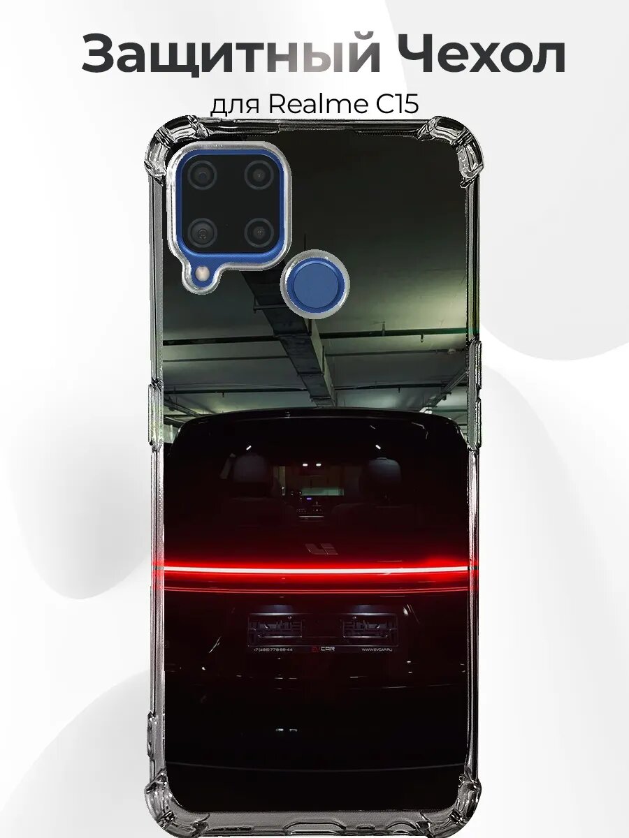 Чехол для Realme C15 Li Auto L9 чёрный вид сзади