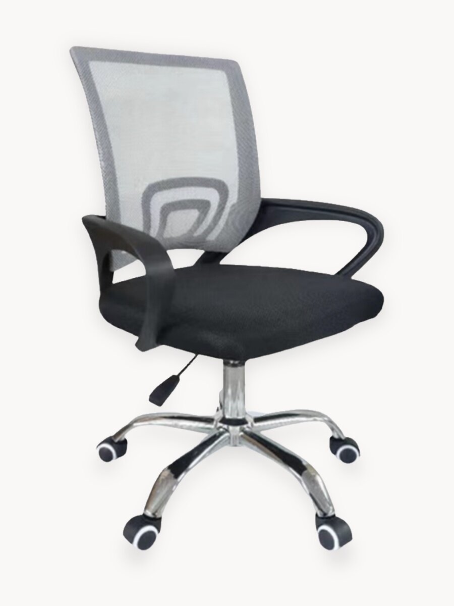 Офисное кресло на колесах, максимальная нагрузка 120 кг, регулируемая высота сиденья, цвет спинки серый