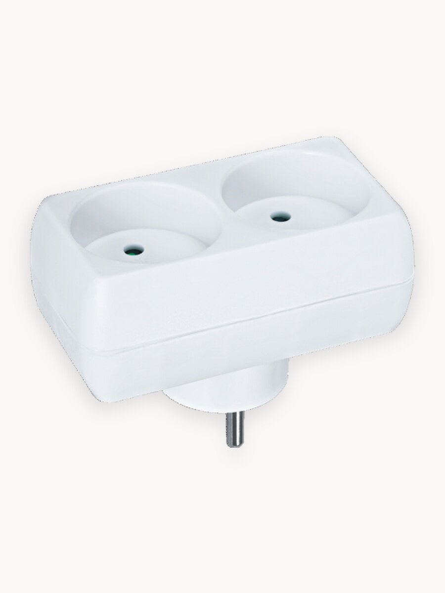 Разветвитель Navigator 94 671, 2 розетки, б/зазем, белый