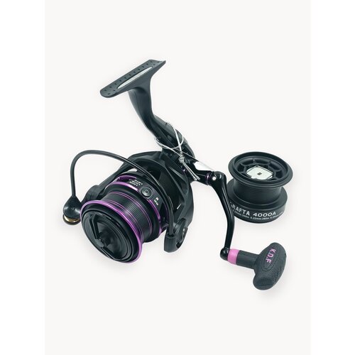 Катушка рыболовная для фидерной, карповой ловли, KDF Grafta 4000 с дополнительной шпулей, корпус полимер с кевларом, 6+1 планетарный, Передаточное число 5.1:1