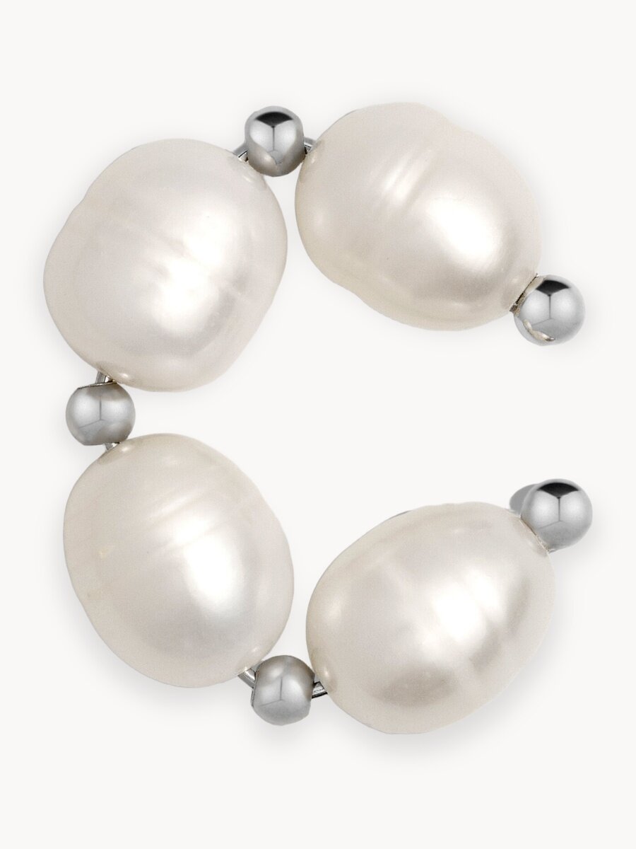 Моносерьга кафф RESURS, жемчуг пресноводный, белый