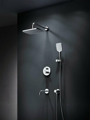 Изображение товара Душевая система с тропическим душем AM.PM X-Joy, встроенный смеситель с термостатом, с изливом, хром