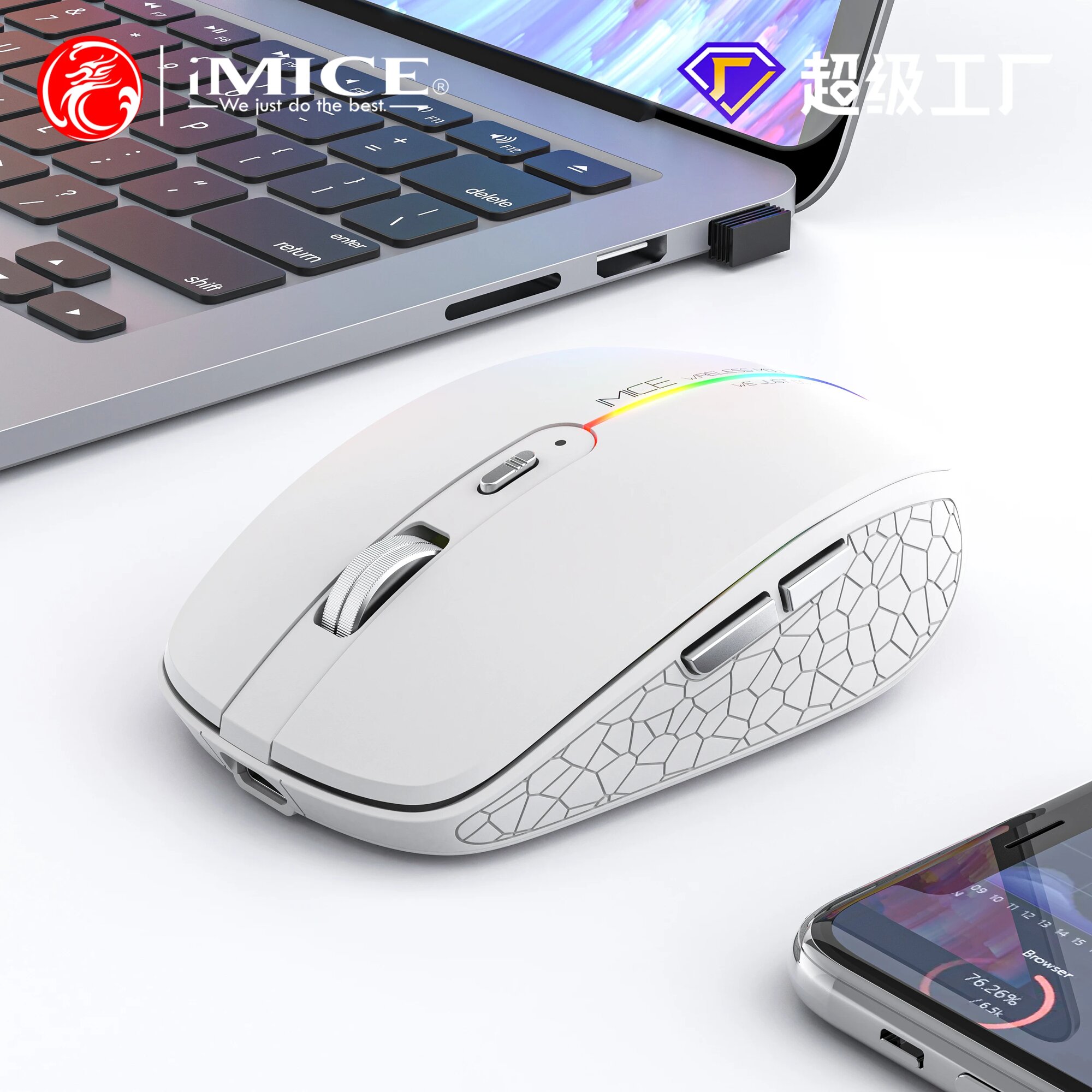 Мышь iMICE G904, беспроводная, игровая, оптическая, 1600 dpi, 6 кнопок, радиус действия 10м