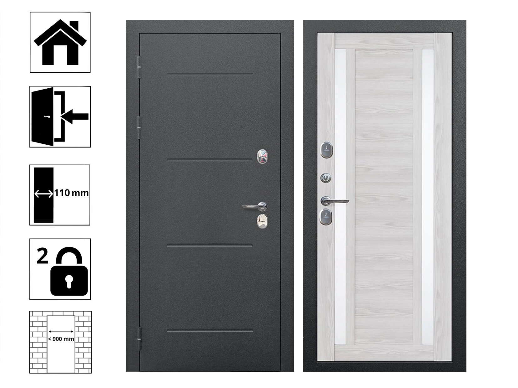 Дверь Ferroni Isoterma 3144352 глухая терморазрыв PIR-утеплитель 860х2050 мм