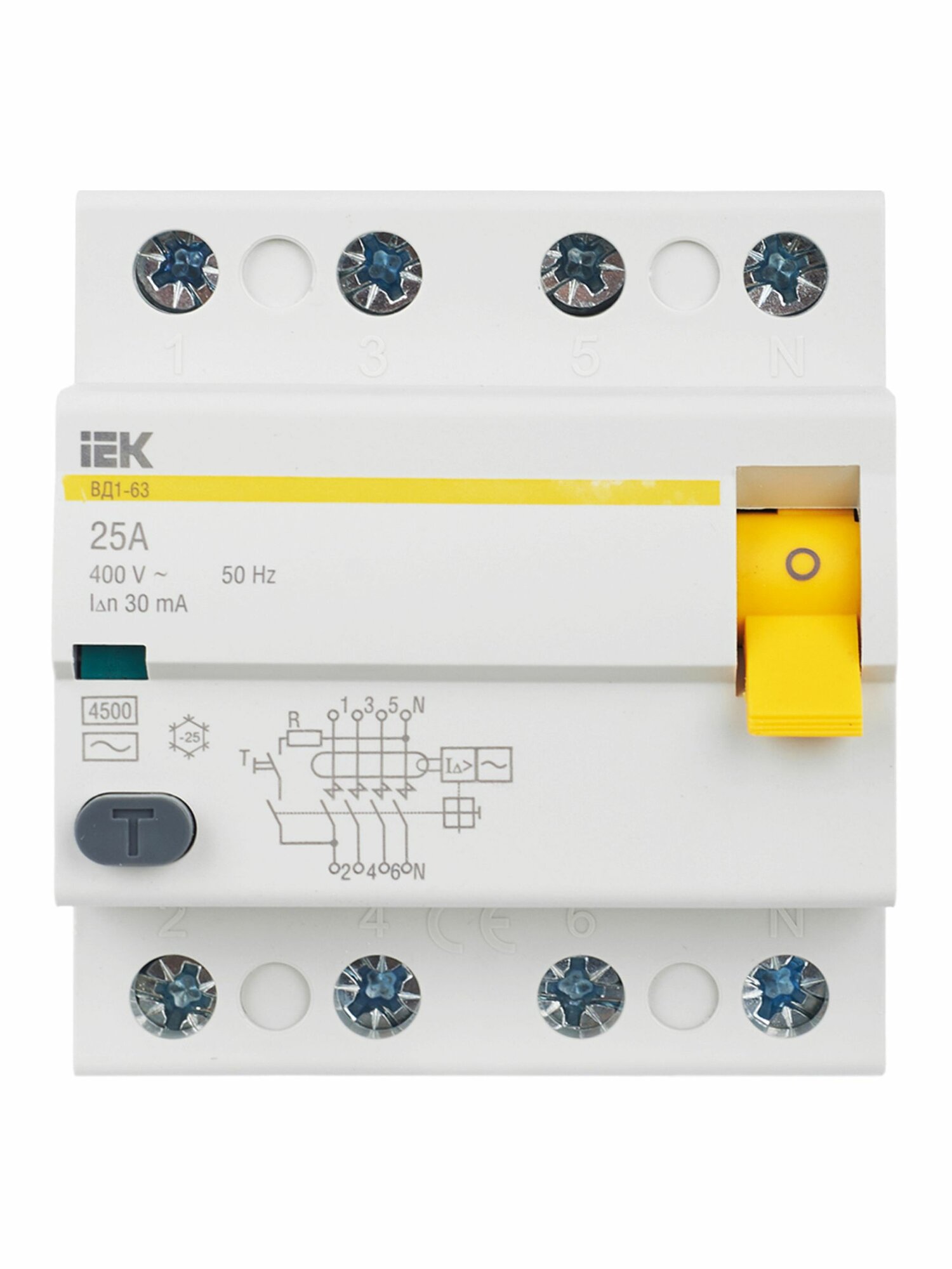 Устройство защитного отключения 4 полюса 25А IEK (УЗО)