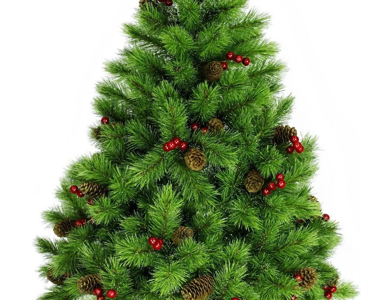 Сосна искусственная тиффани (TIFFANY) с шишками и ягодами (хвоя - леска) зелёная 60 см BEATREES