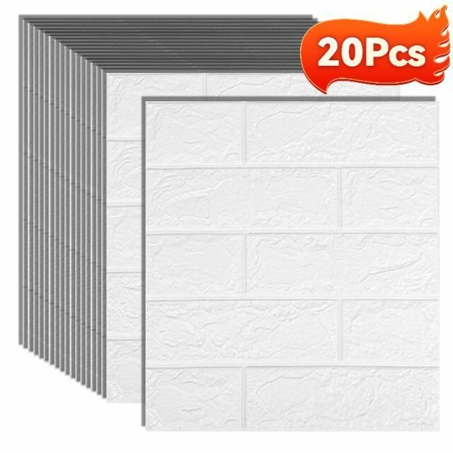 Несколько вариантов цвета 20 шт. комплект / Панели самоклеющиеся для стен 'Белый кирпич' 35х38см толщина 3.5 мм /моющиеся панели ПВХ