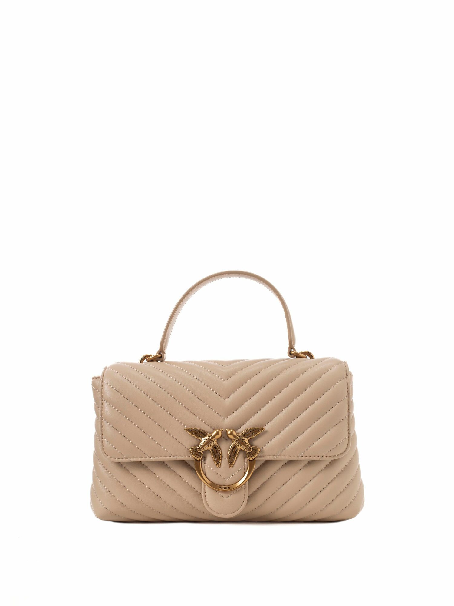 Сумка Pinko, фактура стеганая, бежевый