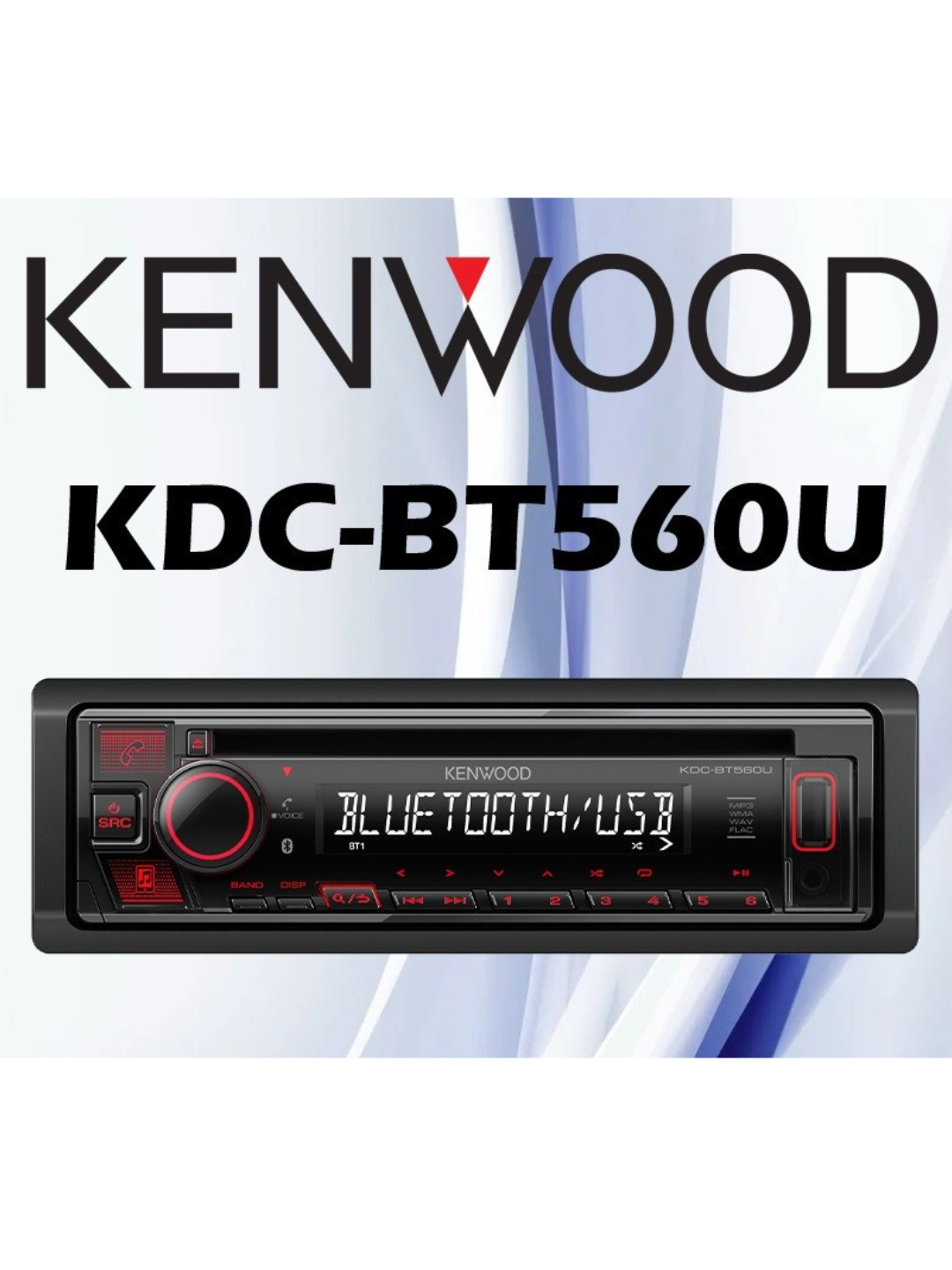 Магнитофон KENWOOD KDC-BT560U, Bluetooth, CD, USB, AUX 4x50W