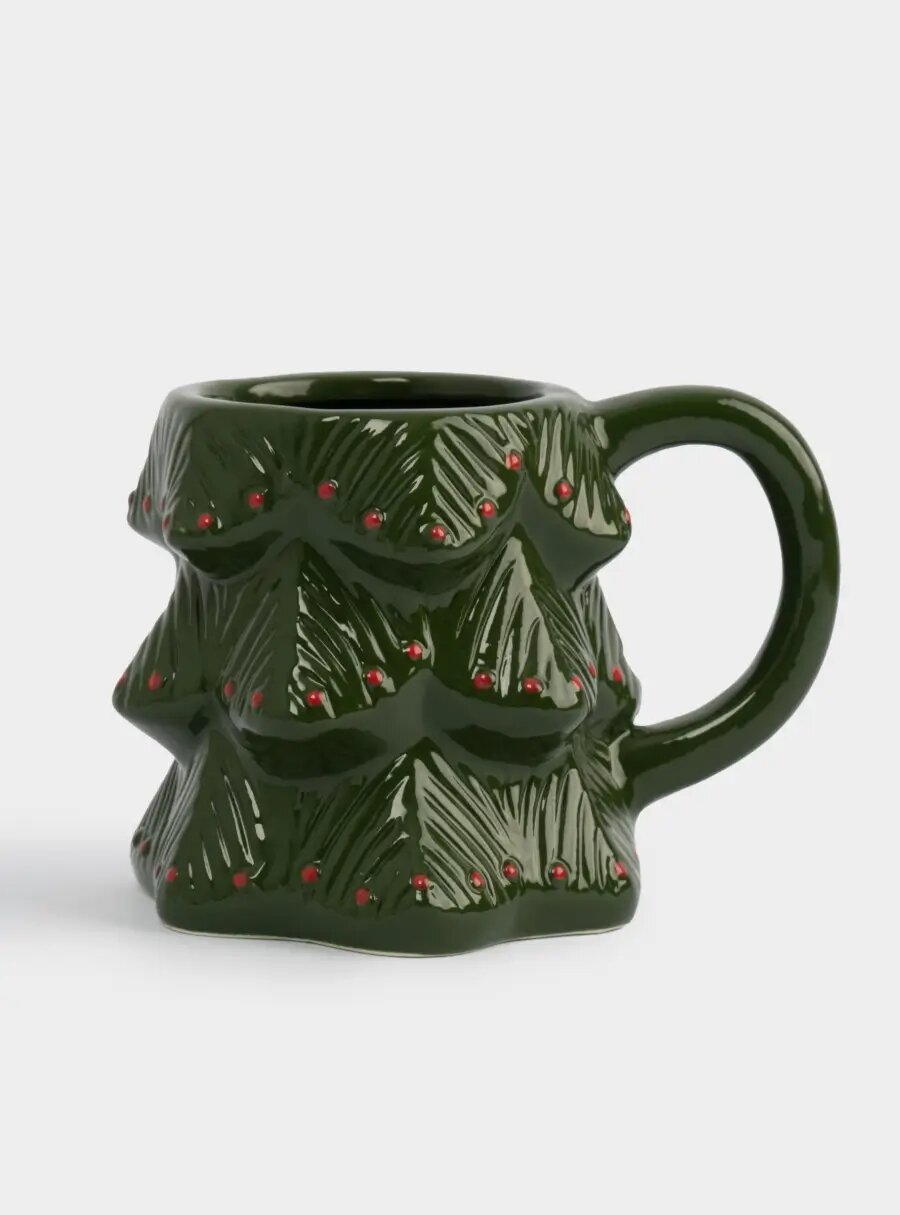 Кружка 380 мл керамика зелено-красная Елка Fir