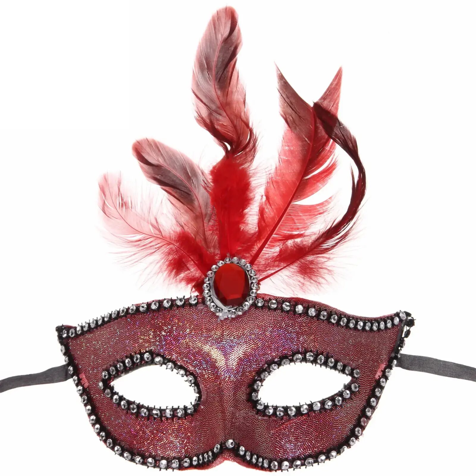 Маска карнавальная 'Маскарад' с перьями и стразами микс цветов пластик/текстиль