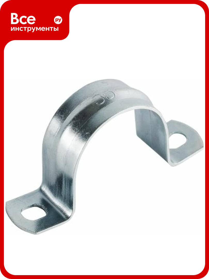 Оцинкованная скоба с двумя отверстиями Экопласт для трубы D35 мм 100 шт. 43635