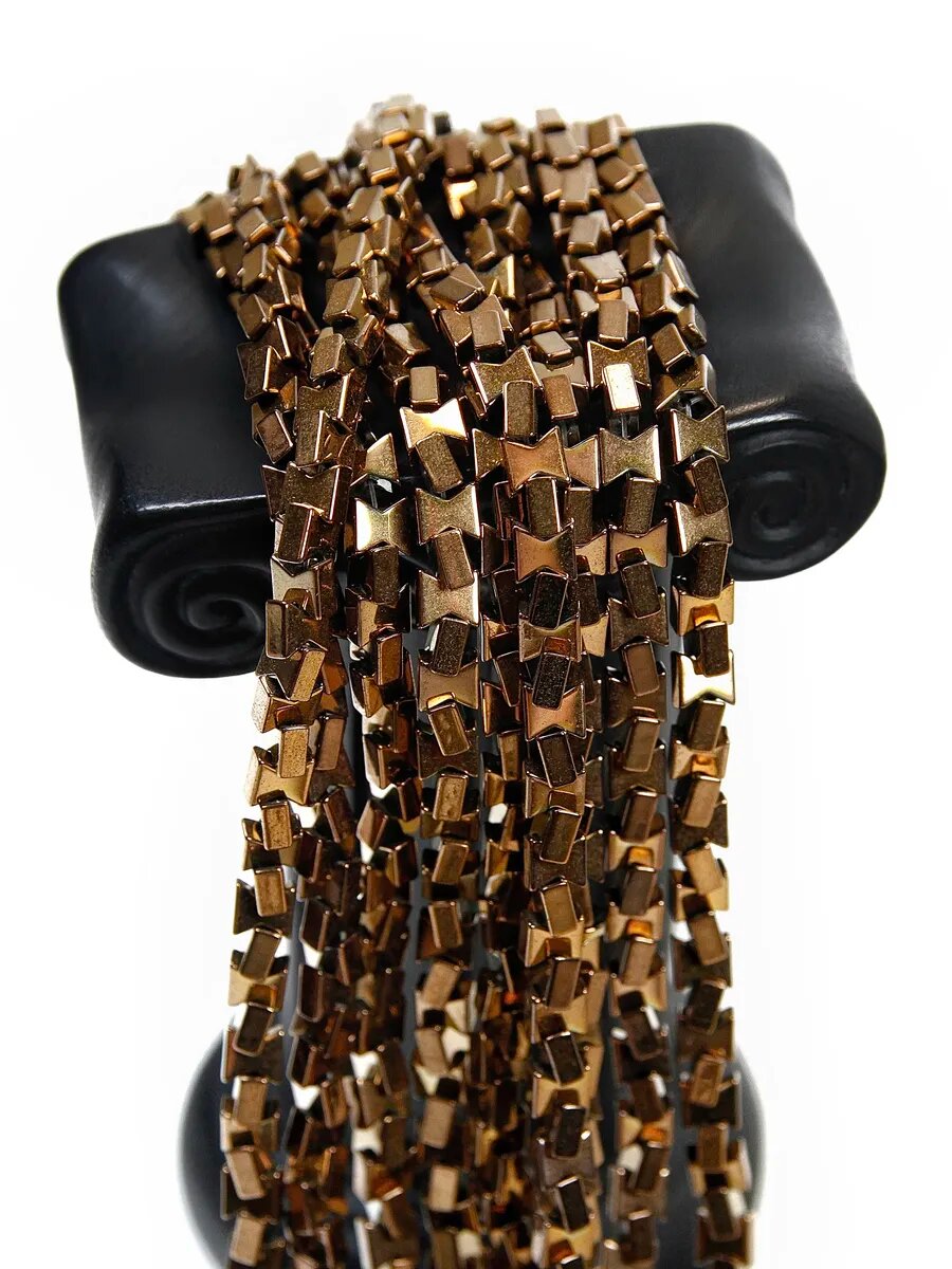 Гематин бабочки - бронза - 3.5 мм, нить 20 см (около 85 шт) — фото 1