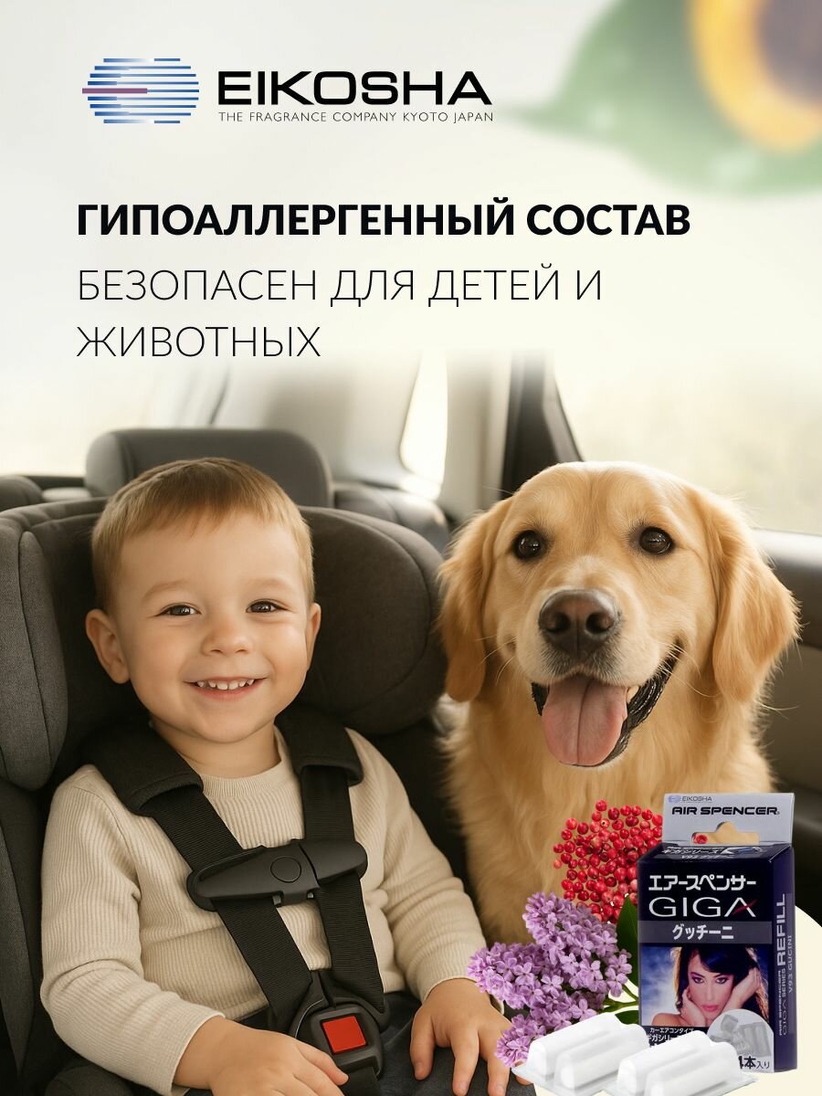 Картинки Запасной элемент для ароматизатора на кондиционер EIKOSHA GIGA - GUCINI / гучини, автомобильный парфюм, V-93