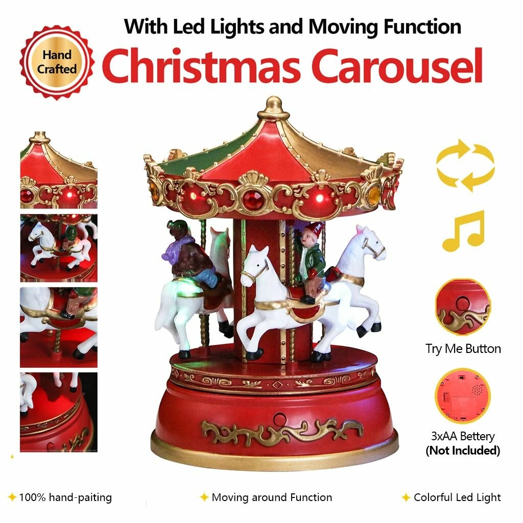 Композиция новогодняя светодиодная Luville  Рождественская карусель  13x13x18 5 см