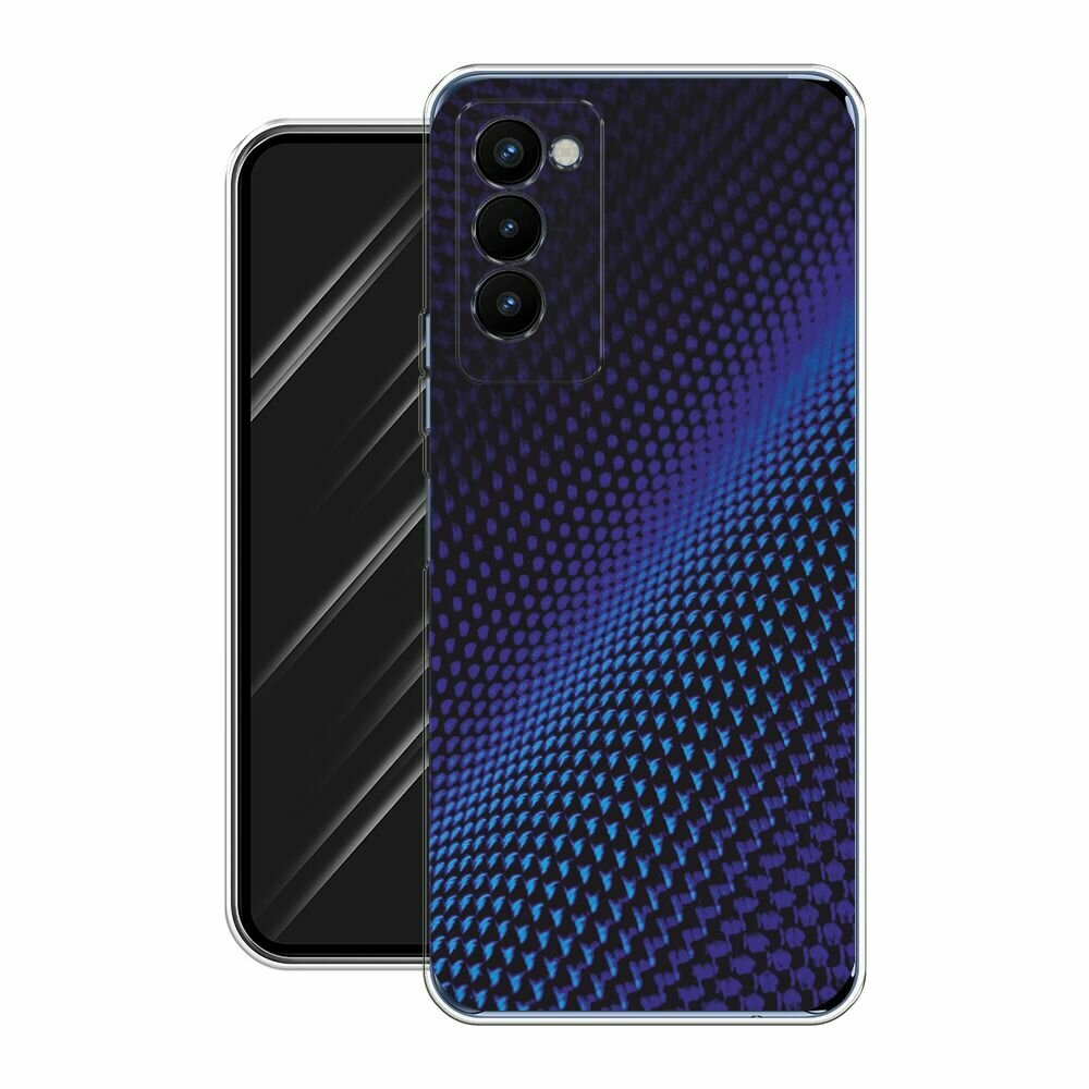 Чехол на Tecno Camon 18P / Техно Камон 18Р с принтом "Синий карбон" — фото 1