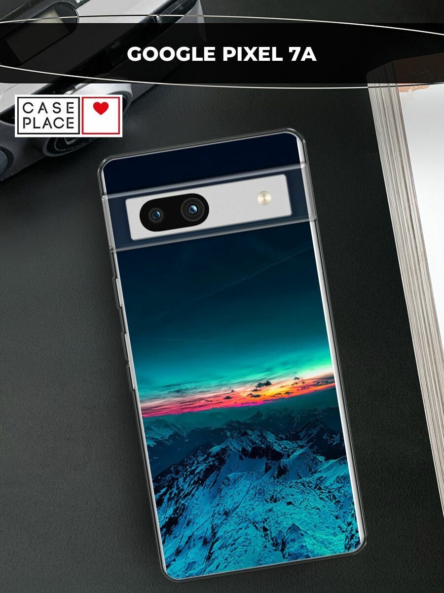 Чехол на Google Pixel 7a / Гугл Пиксель 7a с принтом "Закат в горах"