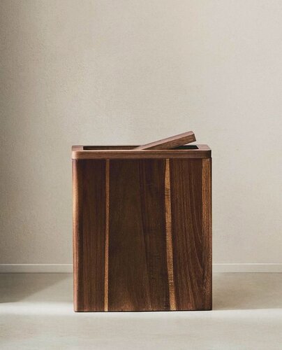 Изображение товара Мусорное ведро в ванную комнату ZARA HOME 6537/743 - прямоугольное, деревянное, 13 х 27 х 31 см, цвет светло-бежевый