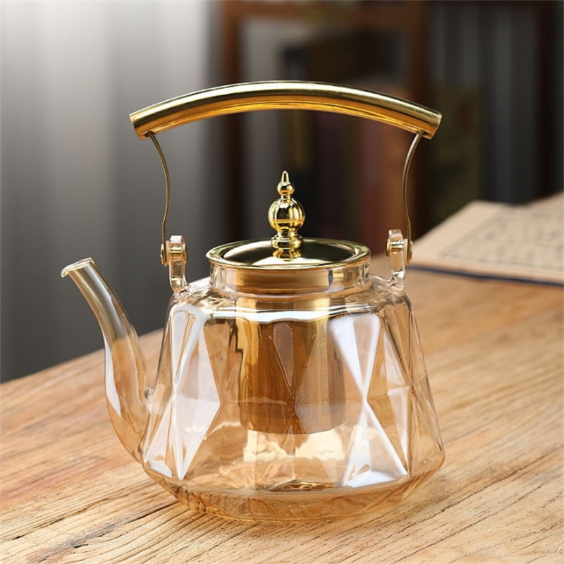 Чайник для заваривания чая, стеклянный, термостойкий с фильтром, 1000 мл