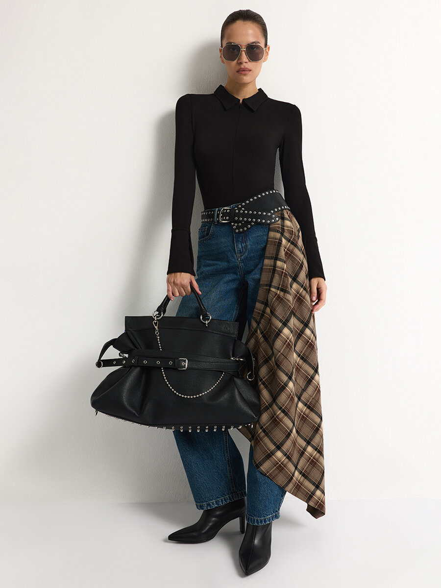 Сумка Lera Nena, фактура под рептилию, черный — фото 1